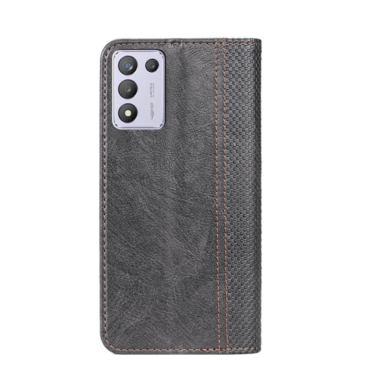 For OPPO K9S / Realme Q3S Grid Texture Magnetic PU + TPU Leather Phone Case