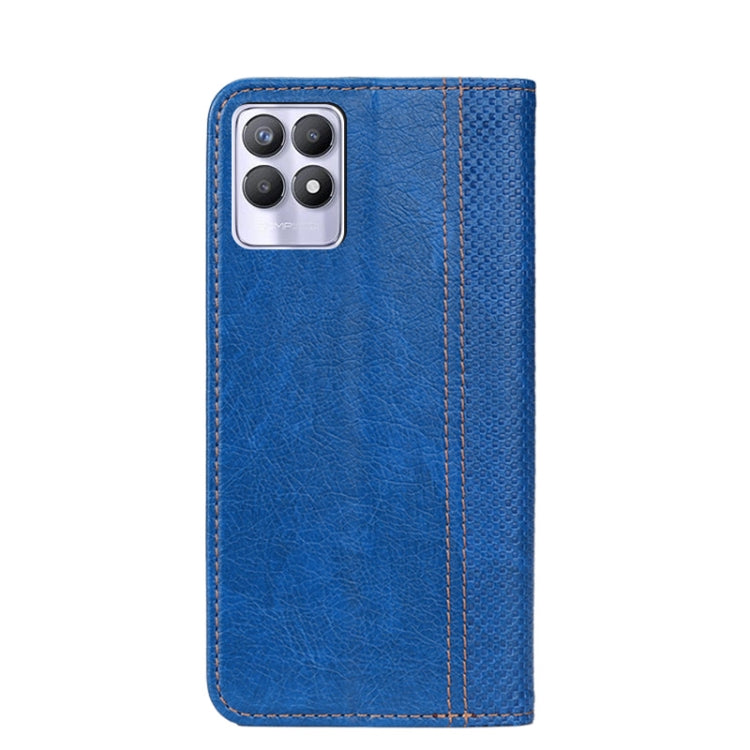 For OPPO Realme 8i Grid Texture Magnetic PU + TPU Leather Phone Case