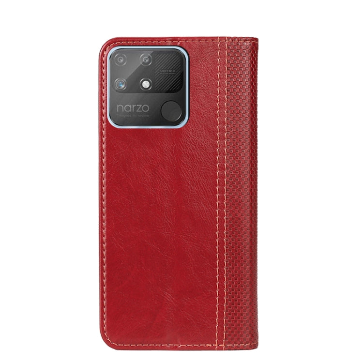 For OPPO Realme Narzo 50A Grid Texture Magnetic PU + TPU Leather Phone Case