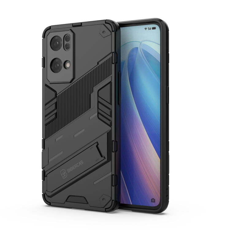 For OPPO Reno7 Pro 5G Punk Armor 2 in 1 PC + TPU Shockproof Phone Case with Invisible Holder