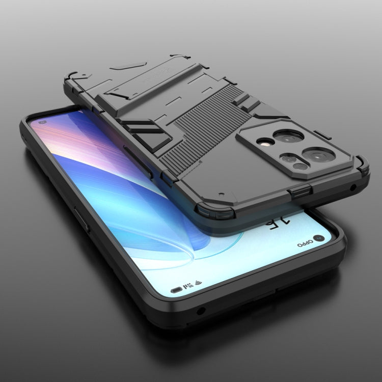For OPPO Reno7 Pro 5G Punk Armor 2 in 1 PC + TPU Shockproof Phone Case with Invisible Holder