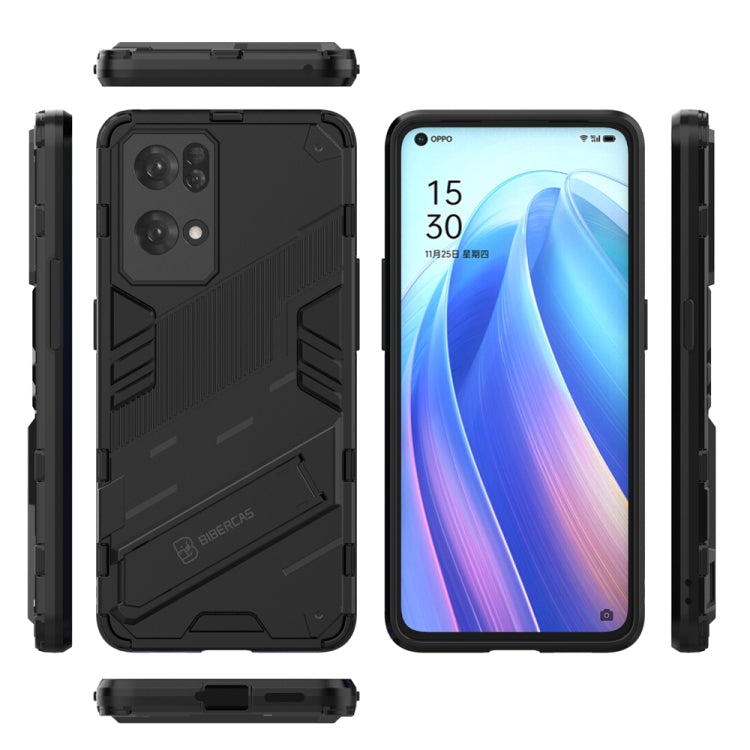 For OPPO Reno7 Pro 5G Punk Armor 2 in 1 PC + TPU Shockproof Phone Case with Invisible Holder