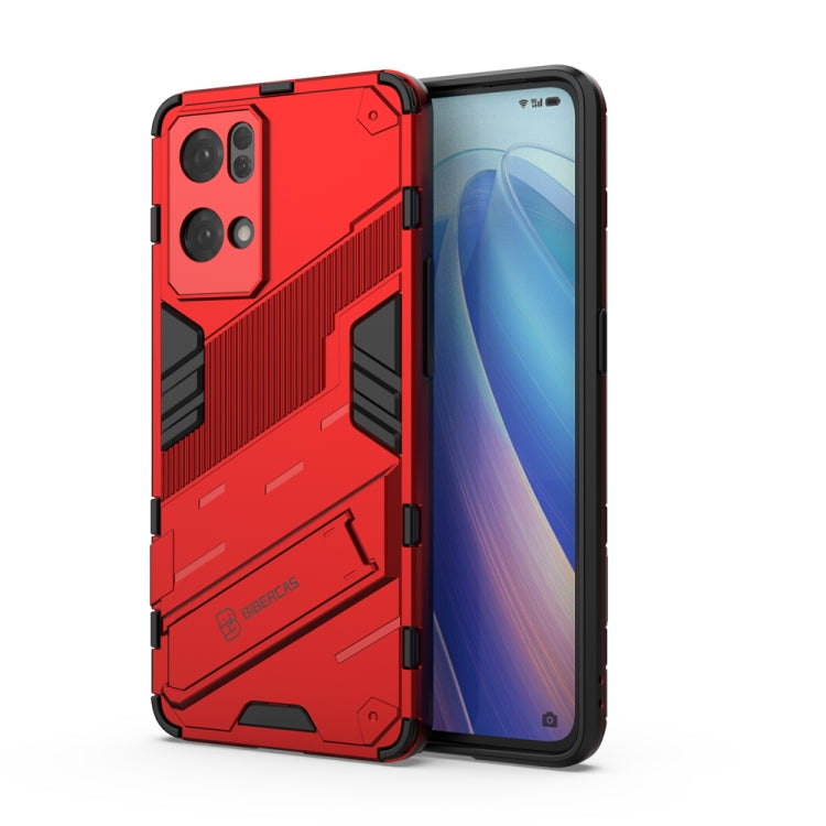 For OPPO Reno7 Pro 5G Punk Armor 2 in 1 PC + TPU Shockproof Phone Case with Invisible Holder