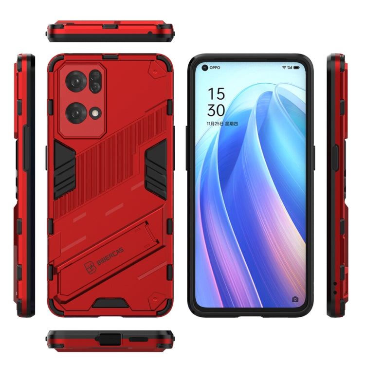 For OPPO Reno7 Pro 5G Punk Armor 2 in 1 PC + TPU Shockproof Phone Case with Invisible Holder