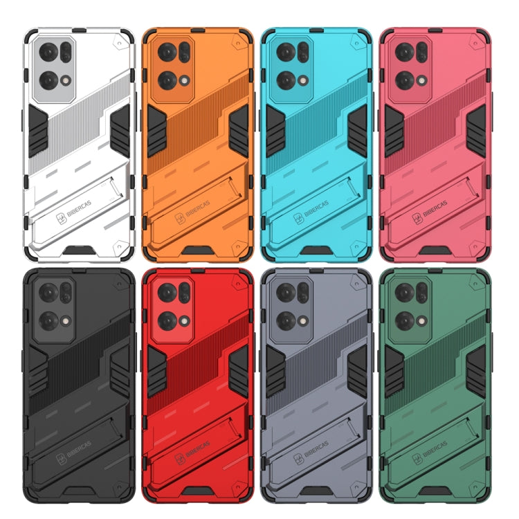 For OPPO Reno7 Pro 5G Punk Armor 2 in 1 PC + TPU Shockproof Phone Case with Invisible Holder
