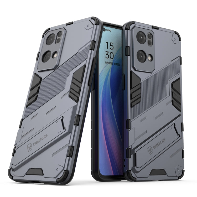 For OPPO Reno7 Pro 5G Punk Armor 2 in 1 PC + TPU Shockproof Phone Case with Invisible Holder