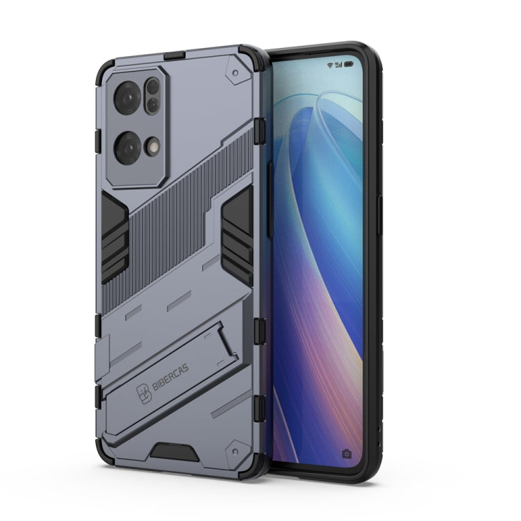 For OPPO Reno7 Pro 5G Punk Armor 2 in 1 PC + TPU Shockproof Phone Case with Invisible Holder