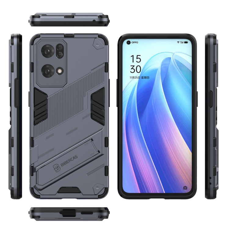 For OPPO Reno7 Pro 5G Punk Armor 2 in 1 PC + TPU Shockproof Phone Case with Invisible Holder