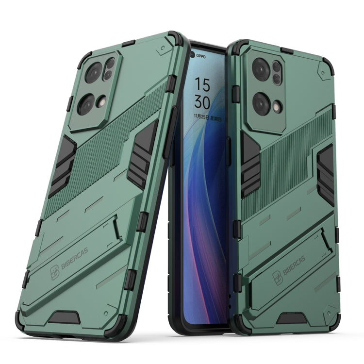 For OPPO Reno7 Pro 5G Punk Armor 2 in 1 PC + TPU Shockproof Phone Case with Invisible Holder