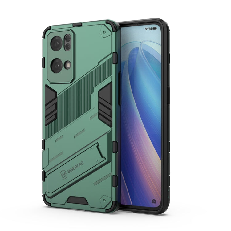 For OPPO Reno7 Pro 5G Punk Armor 2 in 1 PC + TPU Shockproof Phone Case with Invisible Holder