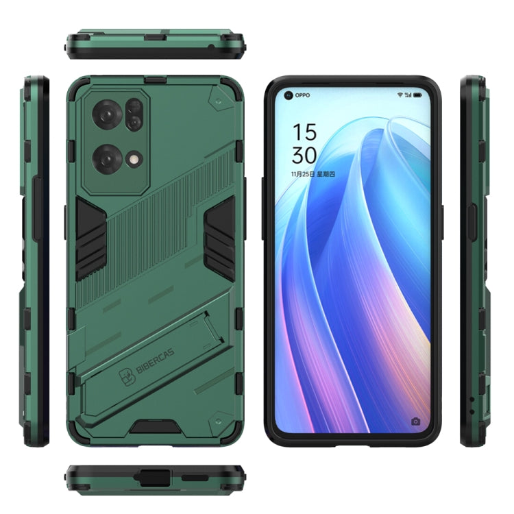 For OPPO Reno7 Pro 5G Punk Armor 2 in 1 PC + TPU Shockproof Phone Case with Invisible Holder