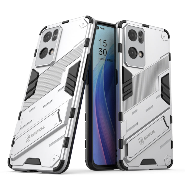 For OPPO Reno7 Pro 5G Punk Armor 2 in 1 PC + TPU Shockproof Phone Case with Invisible Holder