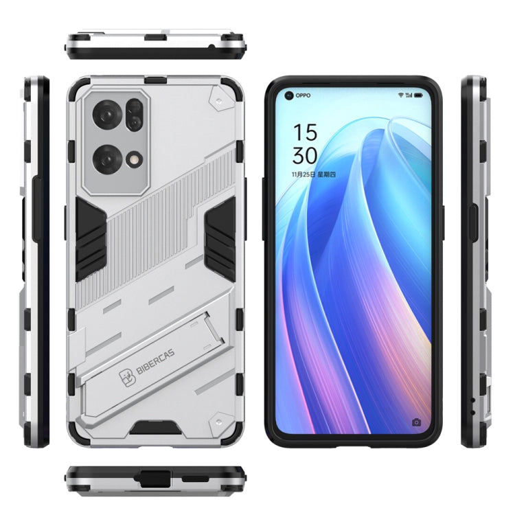 For OPPO Reno7 Pro 5G Punk Armor 2 in 1 PC + TPU Shockproof Phone Case with Invisible Holder