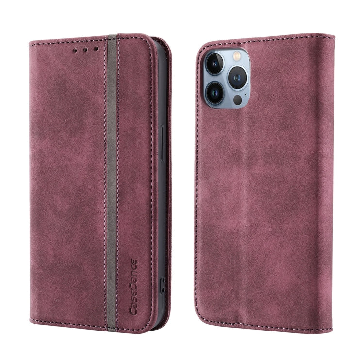 For iPhone 13 Pro Max Splicing Skin Feel Magnetic Leather Phone Case