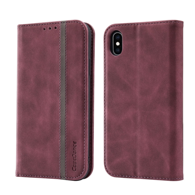 For iPhone XS Max Splicing Skin Feel Magnetic Leather Phone Case
