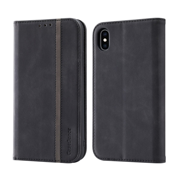 For iPhone XS Max Splicing Skin Feel Magnetic Leather Phone Case