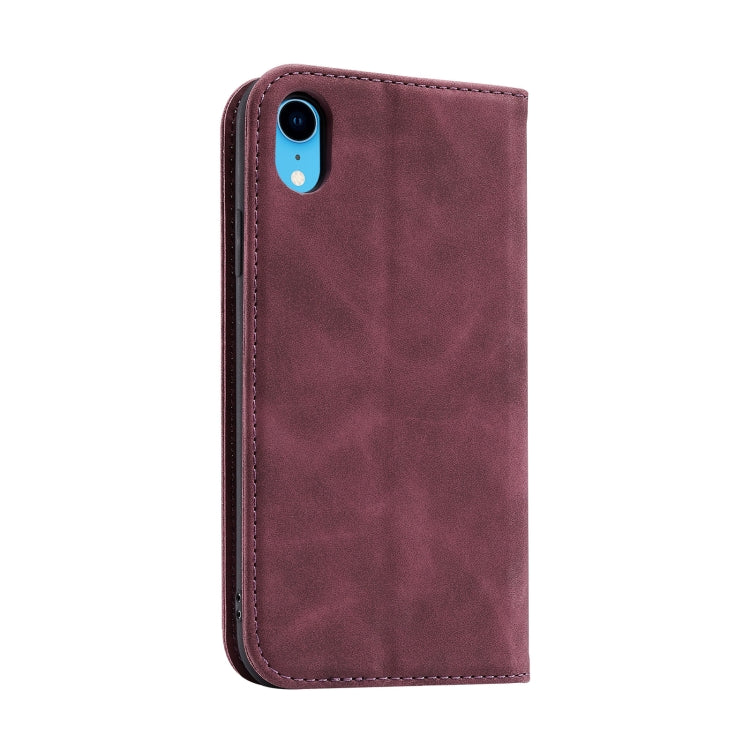 For iPhone XR Splicing Skin Feel Magnetic Leather Phone Case
