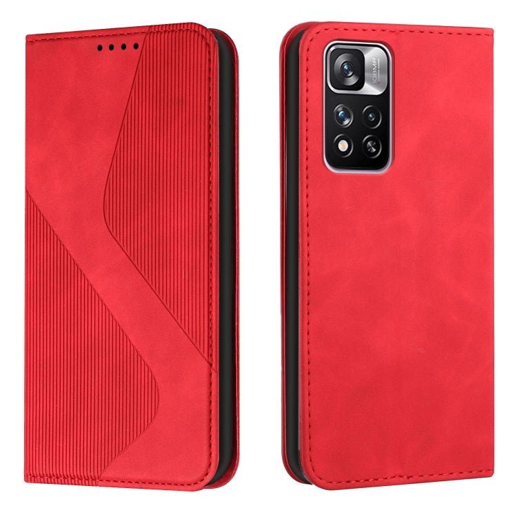 For Xiaomi Redmi Note 11 Pro Skin Feel Magnetic S-type Solid Color Leather Phone Case