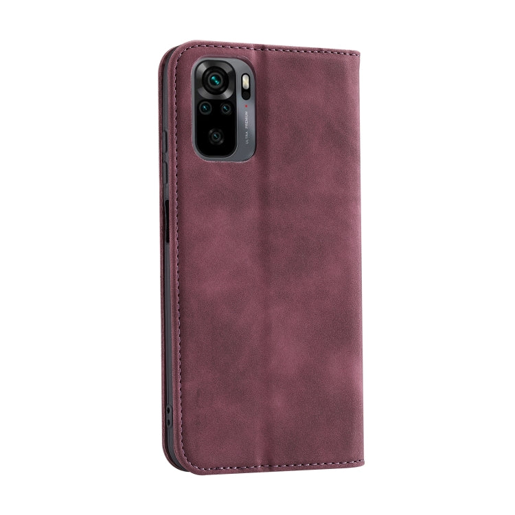 For Xiaomi Redmi Note 10 4G Splicing Skin Feel Magnetic Leather Phone Case