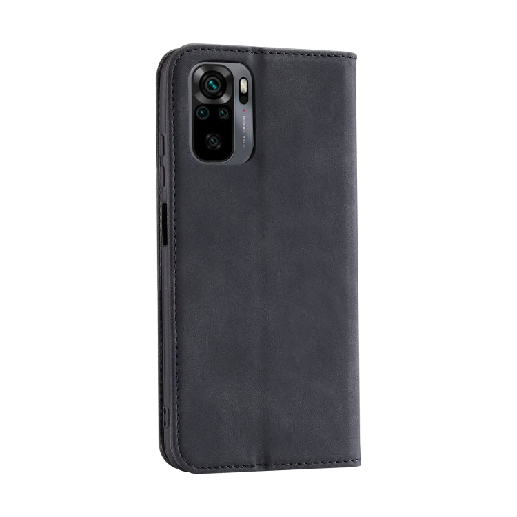 For Xiaomi Redmi Note 10 4G Splicing Skin Feel Magnetic Leather Phone Case
