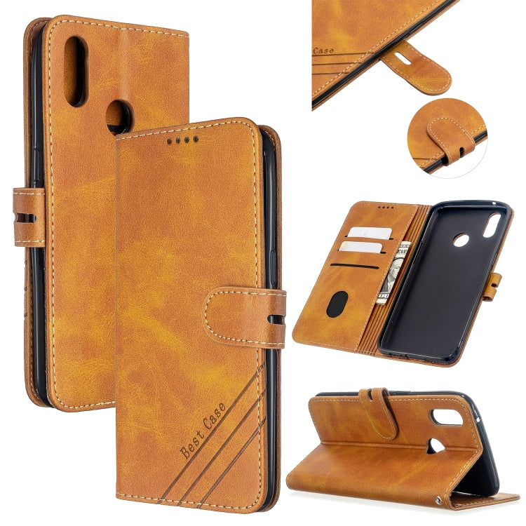 For OPPO Realme 3 Stitching Style 2-Color Cow Texture Horizontal Flip PU Leather Case with Holder & Card Slot & Lanyard
