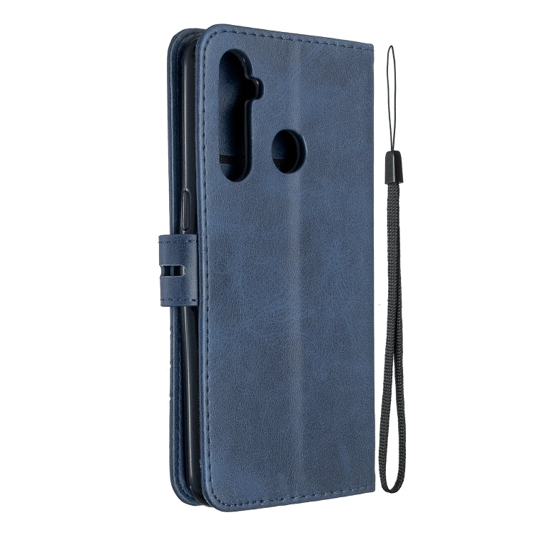 For OPPO Realme 5 Stitching Style 2-Color Cow Texture Horizontal Flip PU Leather Case with Holder & Card Slot & Lanyard