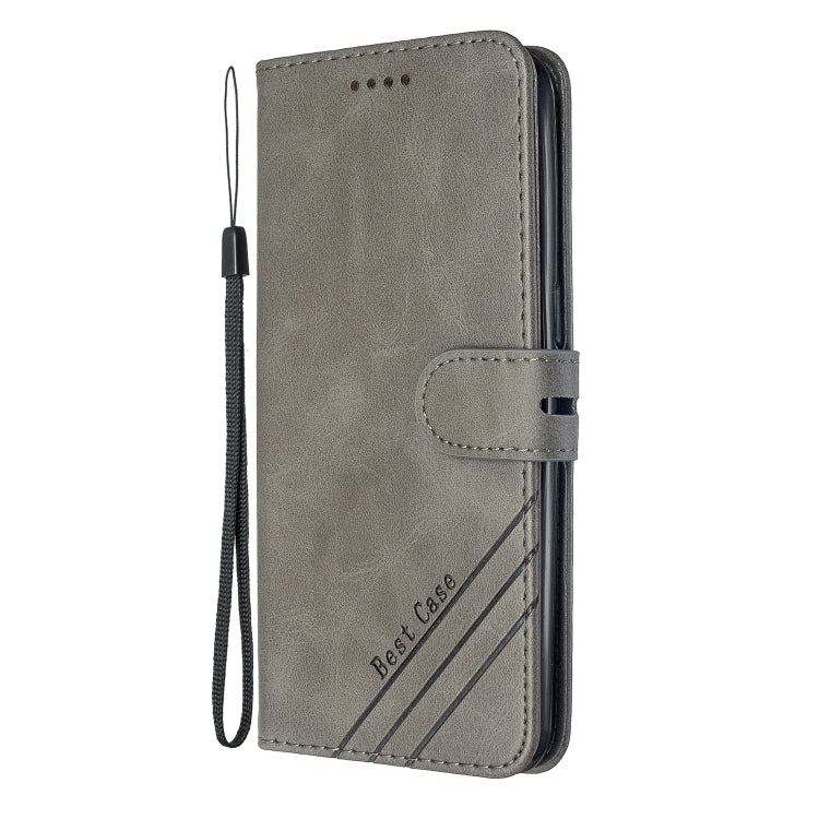 For OPPO Realme 5 Pro Stitching Style 2-Color Cow Texture Horizontal Flip PU Leather Case with Holder & Card Slot & Lanyard