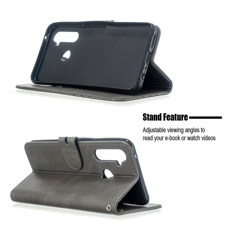 For OPPO Realme 5 Pro Stitching Style 2-Color Cow Texture Horizontal Flip PU Leather Case with Holder & Card Slot & Lanyard