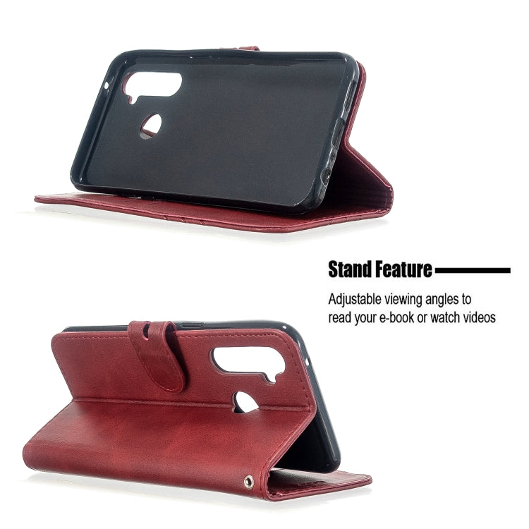 For OPPO Realme 5 Pro Stitching Style 2-Color Cow Texture Horizontal Flip PU Leather Case with Holder & Card Slot & Lanyard