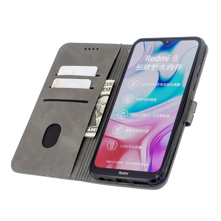 For Xiaomi Redmi 8 / 8A Stitching Style 2-Color Cow Texture Horizontal Flip PU Leather Case with Holder & Card Slot & Lanyard