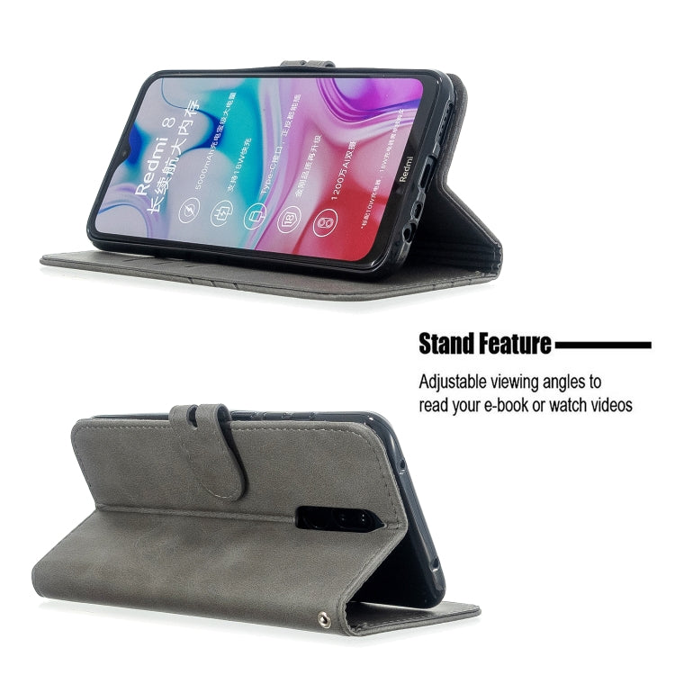 For Xiaomi Redmi 8 / 8A Stitching Style 2-Color Cow Texture Horizontal Flip PU Leather Case with Holder & Card Slot & Lanyard