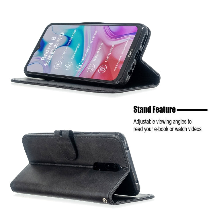 For Xiaomi Redmi 8 / 8A Stitching Style 2-Color Cow Texture Horizontal Flip PU Leather Case with Holder & Card Slot & Lanyard