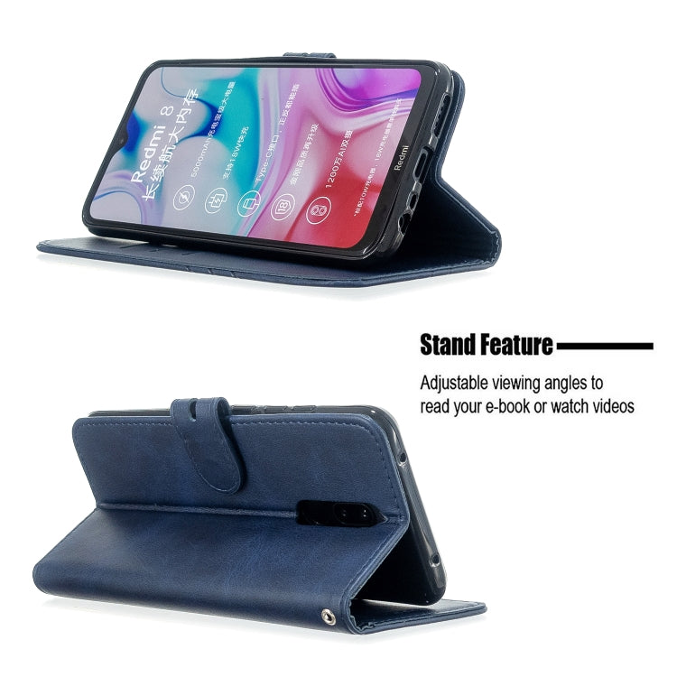 For Xiaomi Redmi 8 / 8A Stitching Style 2-Color Cow Texture Horizontal Flip PU Leather Case with Holder & Card Slot & Lanyard
