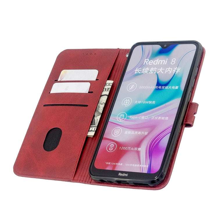 For Xiaomi Redmi 8 / 8A Stitching Style 2-Color Cow Texture Horizontal Flip PU Leather Case with Holder & Card Slot & Lanyard