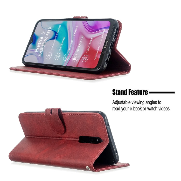 For Xiaomi Redmi 8 / 8A Stitching Style 2-Color Cow Texture Horizontal Flip PU Leather Case with Holder & Card Slot & Lanyard