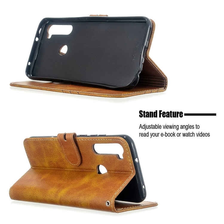 For Xiaomi Redmi Note 8T Stitching Style 2-Color Cow Texture Horizontal Flip PU Leather Case with Holder & Card Slot & Lanyard