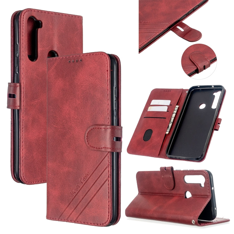 For Xiaomi Redmi Note 8T Stitching Style 2-Color Cow Texture Horizontal Flip PU Leather Case with Holder & Card Slot & Lanyard