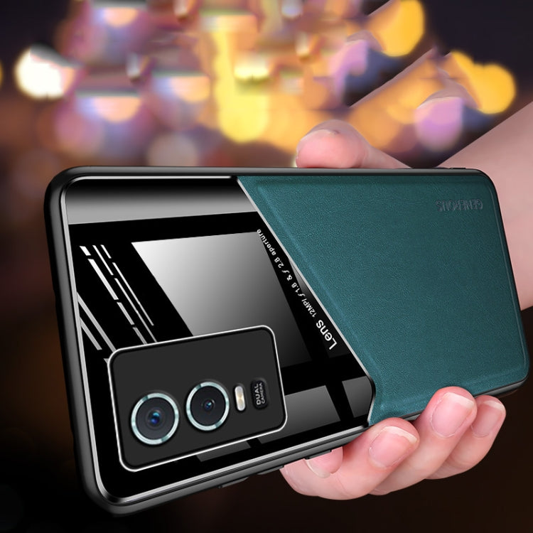 For vivo Y76 All-inclusive Leather + Organic Glass Phone Case