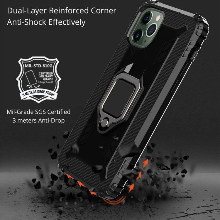For iPhone 11 Pro Max Carbon Fiber Protective Case with 360 Degree Rotating Ring Holder