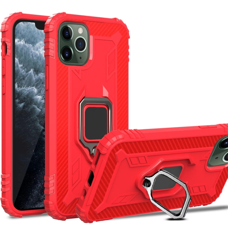 For iPhone 11 Pro Max Carbon Fiber Protective Case with 360 Degree Rotating Ring Holder