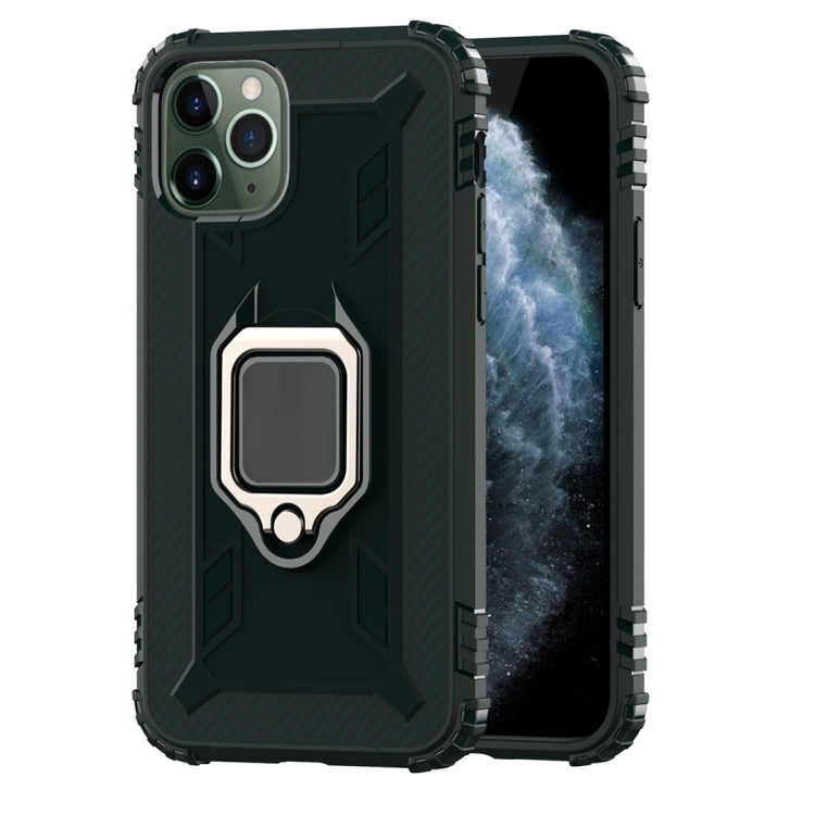 For iPhone 11 Pro Max Carbon Fiber Protective Case with 360 Degree Rotating Ring Holder