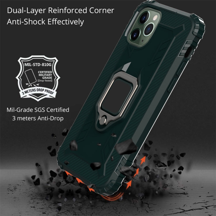 For iPhone 11 Pro Max Carbon Fiber Protective Case with 360 Degree Rotating Ring Holder