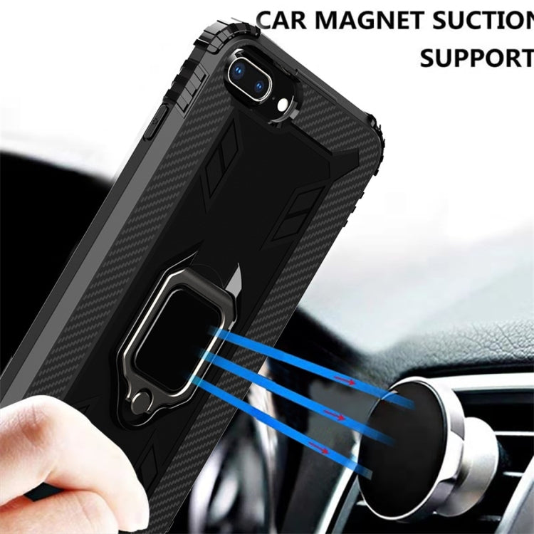 For iPhone 6 / 7 / 8 Carbon Fiber Protective Case with 360 Degree Rotating Ring Holder