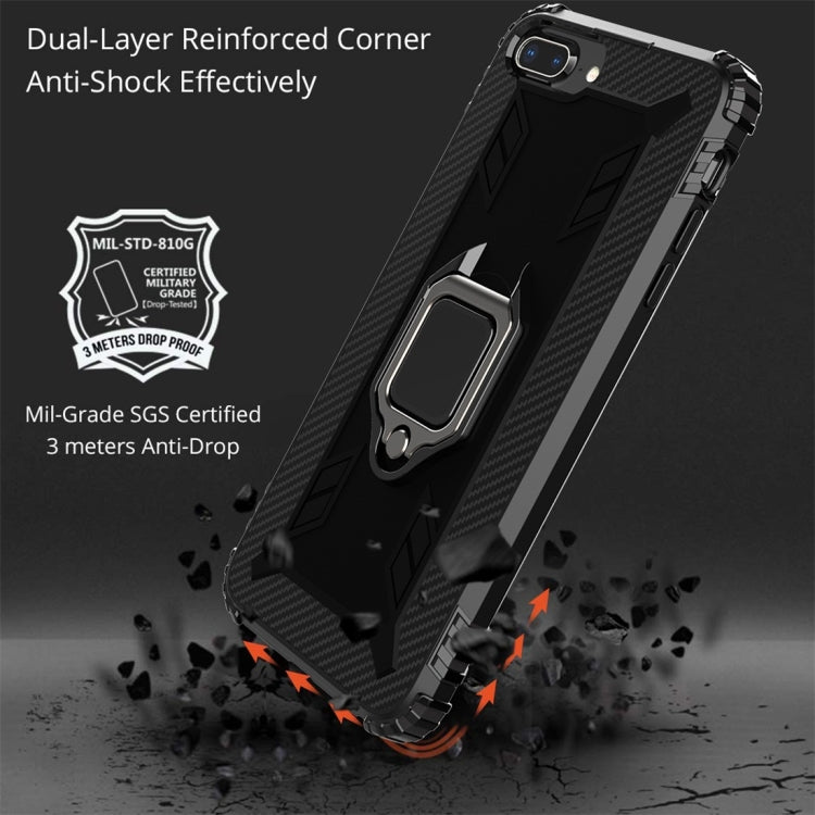 For iPhone 6 / 7 / 8 Carbon Fiber Protective Case with 360 Degree Rotating Ring Holder