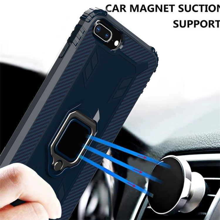 For iPhone 6 / 7 / 8 Carbon Fiber Protective Case with 360 Degree Rotating Ring Holder