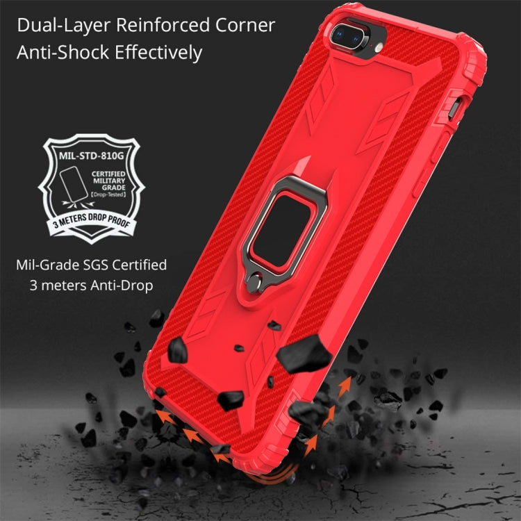 For iPhone 6 / 7 / 8 Carbon Fiber Protective Case with 360 Degree Rotating Ring Holder