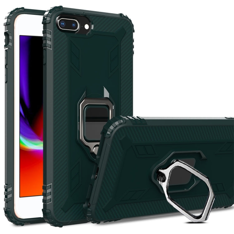 For iPhone 6 / 7 / 8 Carbon Fiber Protective Case with 360 Degree Rotating Ring Holder
