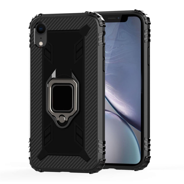For iPhone X / XS Carbon Fiber Protective Case with 360 Degree Rotating Ring Holder