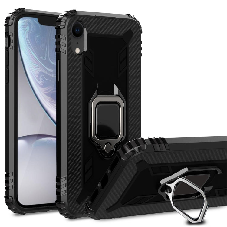 For iPhone X / XS Carbon Fiber Protective Case with 360 Degree Rotating Ring Holder
