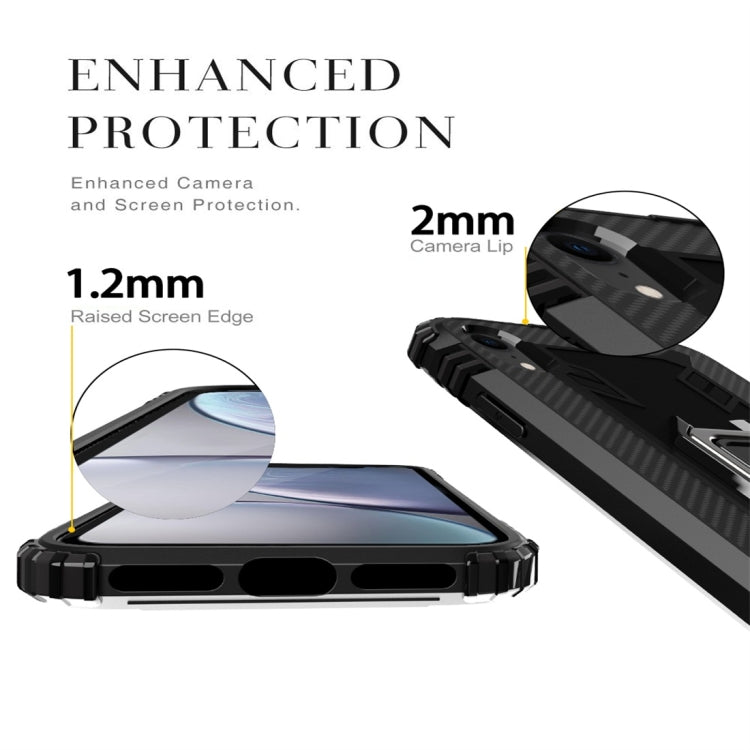 For iPhone X / XS Carbon Fiber Protective Case with 360 Degree Rotating Ring Holder
